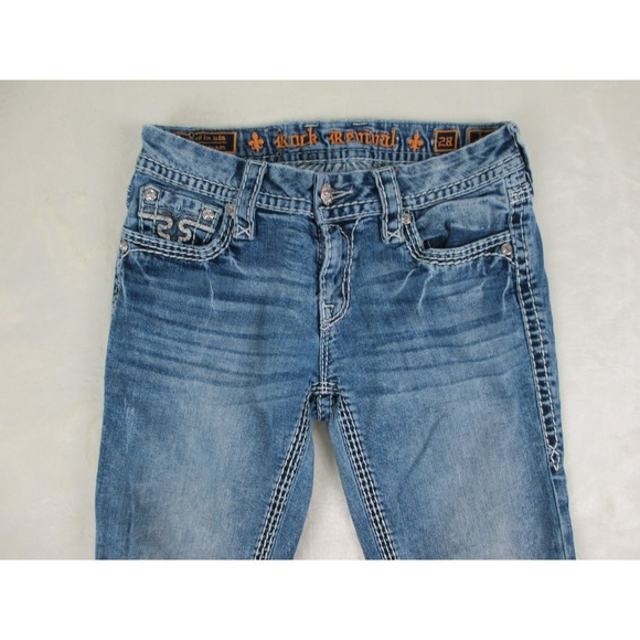 Rock Revival Pants Womens 28 Blue‎ Denim Jeans Janelle Straight Ladies 28X30* - Picture 3 of 16